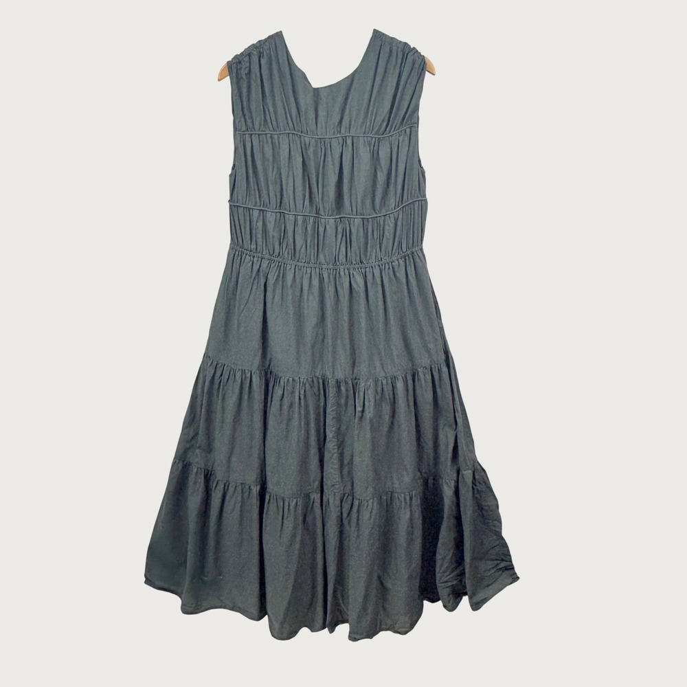 Haven Well Within Dress Size L Green Tiered Tencel Lyocell Sleeveless Boho Maxi